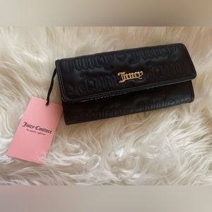 Juicy Couture Quilted BLACK Flap Clutch Wallet